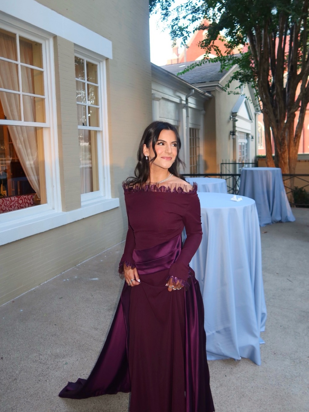 Custom Elegant Off-Shoulder Plum Evening Dress